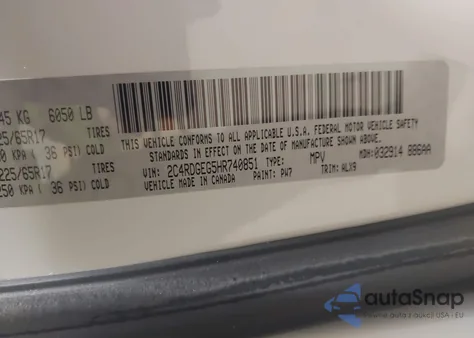 2017 Dodge Grand Caravan Gt из США, поврежденный, VIN 2C4RDGEG5HR740851